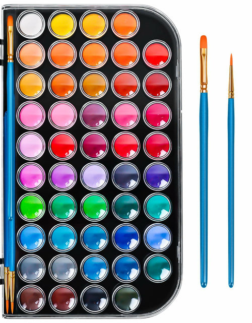 Load image into Gallery viewer, 48 Color Solid Watercolor Paint Set with 3 Brushes for Kids &amp; Artists
