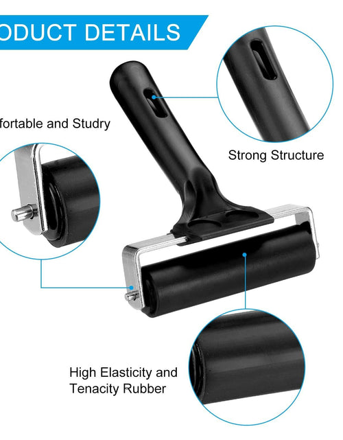 Load image into Gallery viewer, PATIKIL 4in Rubber Roller Brayer 2pcs Anti Skid Hard Black

