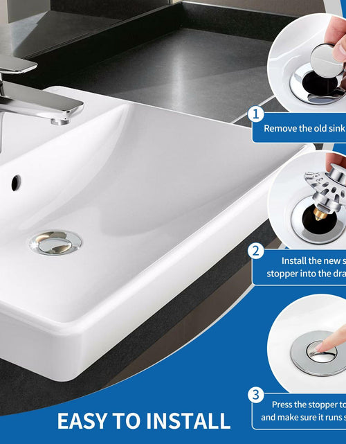 Load image into Gallery viewer, AUPHTIR Universal Bathroom Sink Stopper Pop Up Drain Plug 1.06-1.80'' Silver
