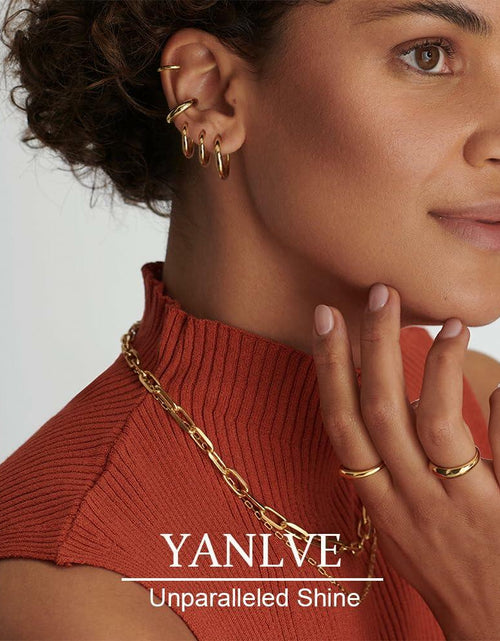 Load image into Gallery viewer, YANLVE 14K Gold Plated Small Huggie Hoop Earrings Set of 3 Pairs Women
