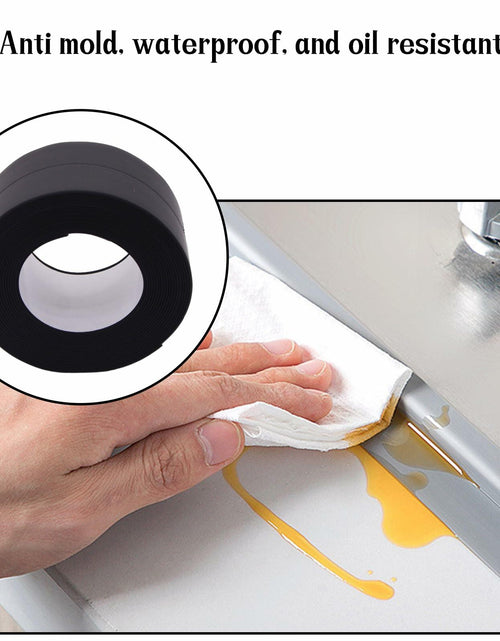 Load image into Gallery viewer, Qiveno 2pcs Waterproof Caulk Tape Black PVC Sealant for Kitchen Bathroom 10.5ft
