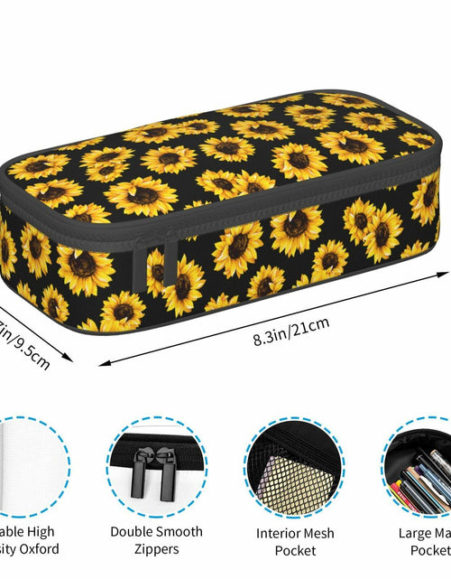Load image into Gallery viewer, VOL&amp;BASS Sunflower Large Pencil Case Big Capacity Pen Bag Yellow Polyester
