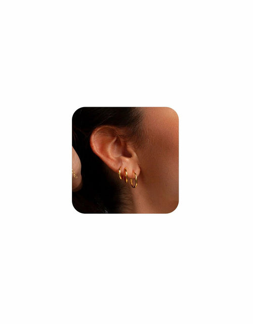 Load image into Gallery viewer, YANLVE 14K Gold Plated Small Huggie Hoop Earrings Set of 3 Pairs Women
