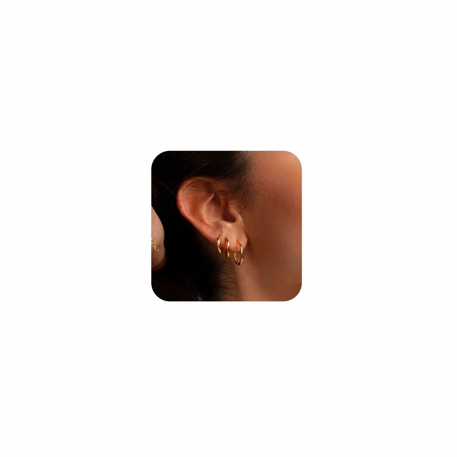 YANLVE 14K Gold Plated Small Huggie Hoop Earrings Set of 3 Pairs Women
