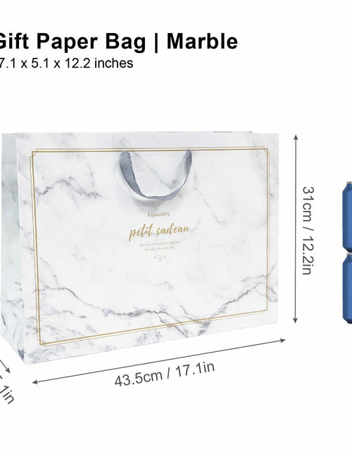 Load image into Gallery viewer, [Like New] Pomei 20 PCS Marble Paper Gift Bags Gray Handles 17.1x5.1x12.2in
