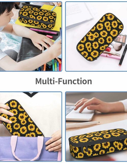 Load image into Gallery viewer, VOL&amp;BASS Sunflower Large Pencil Case Big Capacity Pen Bag Yellow Polyester
