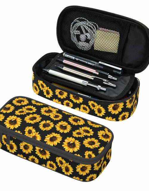 Load image into Gallery viewer, VOL&amp;BASS Sunflower Large Pencil Case Big Capacity Pen Bag Yellow Polyester
