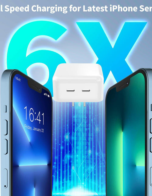 Load image into Gallery viewer, GEONAV Apple MFi 35W Dual USB-C GaN Fast Charger with 2x 6FT C to Lightning
