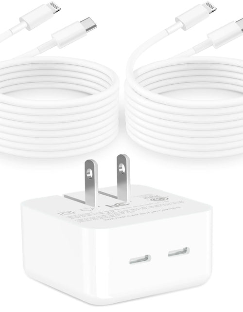 Load image into Gallery viewer, GEONAV Apple MFi 35W Dual USB-C GaN Fast Charger with 2x 6FT C to Lightning
