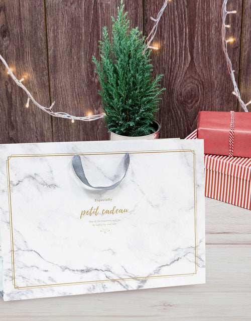 Load image into Gallery viewer, [Like New] Pomei 20 PCS Marble Paper Gift Bags Gray Handles 17.1x5.1x12.2in
