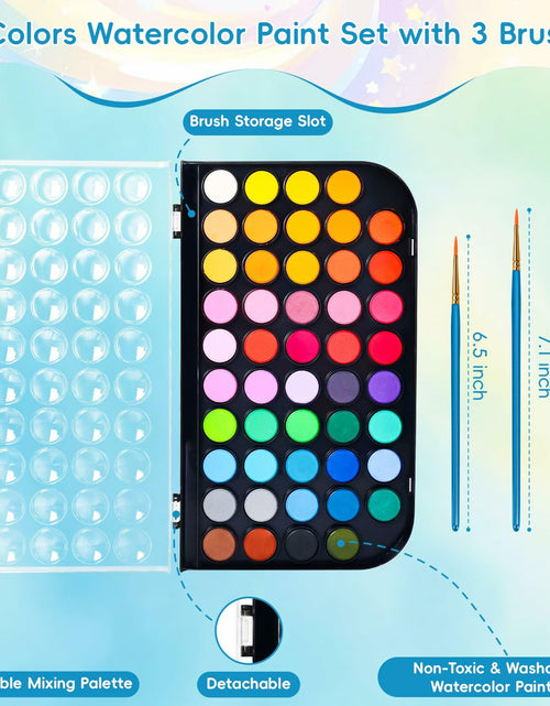 Load image into Gallery viewer, 48 Color Solid Watercolor Paint Set with 3 Brushes for Kids &amp; Artists
