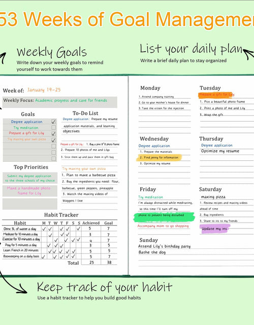 Load image into Gallery viewer, YOJO 2025 Undated A5 Weekly Planner with Goal &amp; Habit Tracker Green
