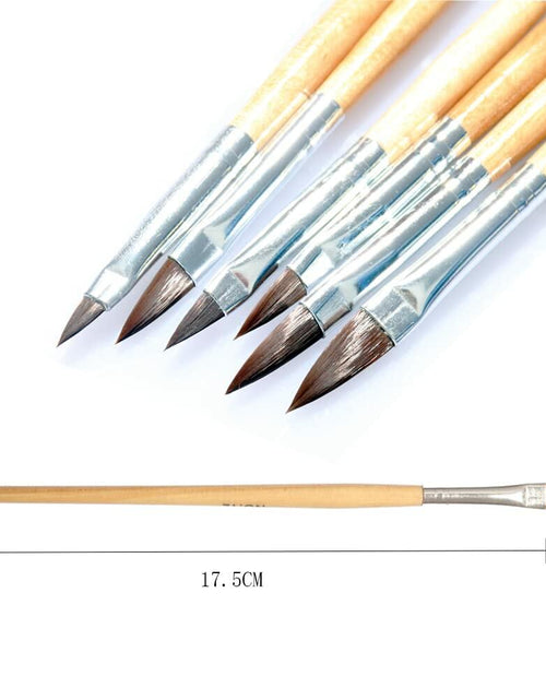 Load image into Gallery viewer, cutegodess Nail Art Brush 6PCS Nylon Wood Handle Acrylic Manicure Bronze
