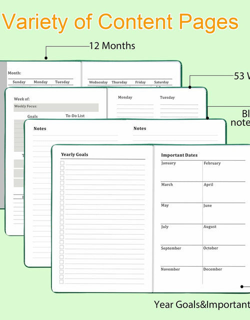 Load image into Gallery viewer, YOJO 2025 Undated A5 Weekly Planner with Goal &amp; Habit Tracker Green
