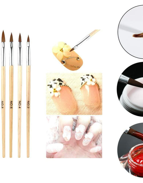 Load image into Gallery viewer, cutegodess Nail Art Brush 6PCS Nylon Wood Handle Acrylic Manicure Bronze
