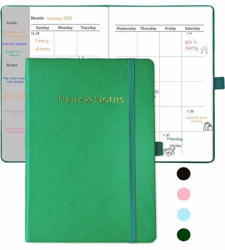 YOJO 2025 Undated A5 Weekly Planner with Goal & Habit Tracker Green