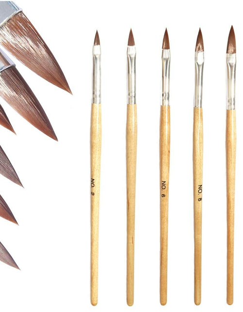 Load image into Gallery viewer, cutegodess Nail Art Brush 6PCS Nylon Wood Handle Acrylic Manicure Bronze
