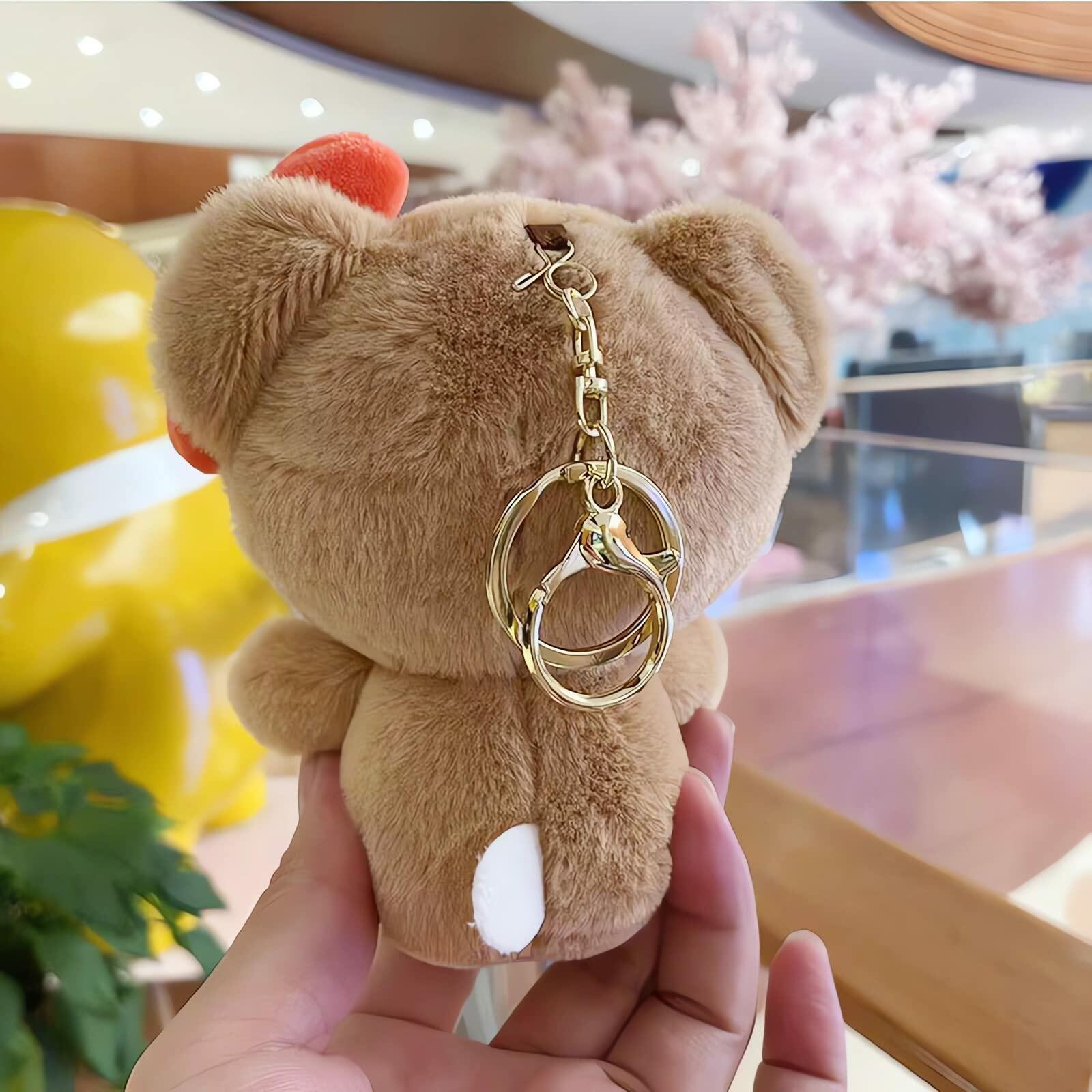 Sicpfuj Plush Keychain 5" Cute Brown Car Charm for Women Girls Size One Size