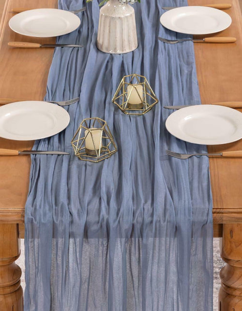 Load image into Gallery viewer, [Like New] MLMW 10 Pack Dusty Blue Cheesecloth Table Runner 160in Boho Gauze Rustic
