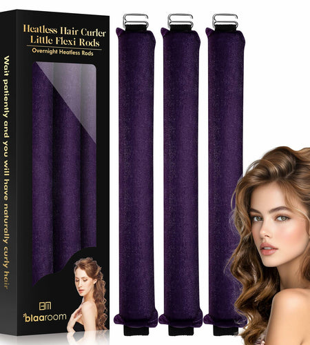 BLAAROOM Overnight Heatless Hair Curler Satin Velvet Jumbo Rods 3pcs Purple