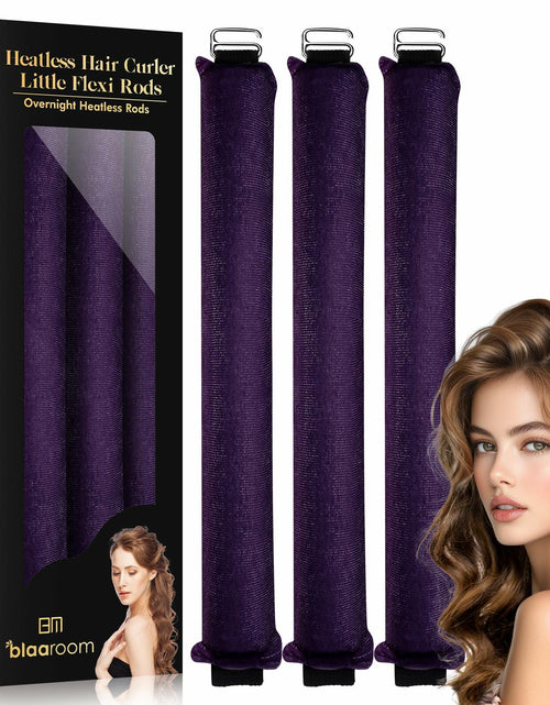 Load image into Gallery viewer, BLAAROOM Overnight Heatless Hair Curler Satin Velvet Jumbo Rods 3pcs Purple
