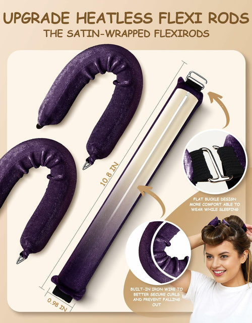 Load image into Gallery viewer, BLAAROOM Overnight Heatless Hair Curler Satin Velvet Jumbo Rods 3pcs Purple
