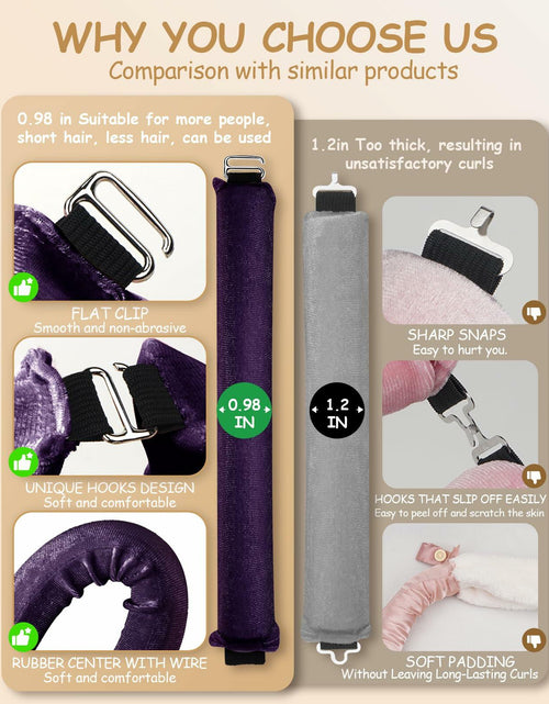 Load image into Gallery viewer, BLAAROOM Overnight Heatless Hair Curler Satin Velvet Jumbo Rods 3pcs Purple
