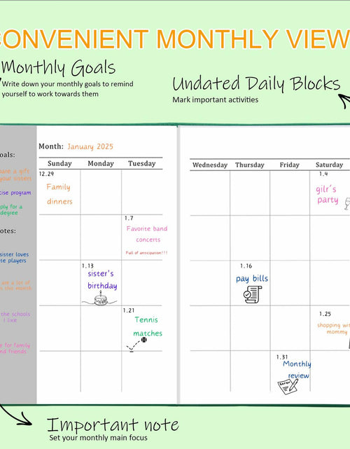 Load image into Gallery viewer, YOJO 2025 A5 Weekly Planner with Goal &amp; Habit Tracker Pink
