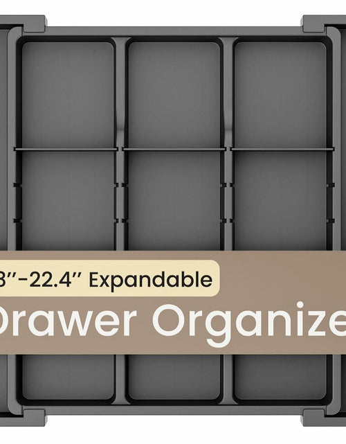 Load image into Gallery viewer, BAKKENMASTER Expandable Utensil Drawer Organizer 13-22.4" Black 5 Compartment
