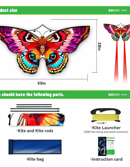 Load image into Gallery viewer, DoinFly Butterflys Kids Kite Easy Fly w/ 328ft Line &amp; Winder Red 1 Pack
