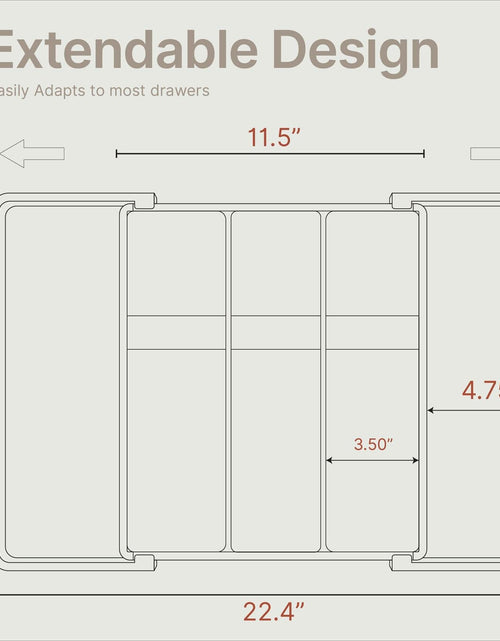 Load image into Gallery viewer, BAKKENMASTER Expandable Utensil Drawer Organizer 13-22.4" Black 5 Compartment
