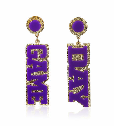 Fuqimanman2020 Acrylic Game Day Sports Letter Dangle Earrings Colorful