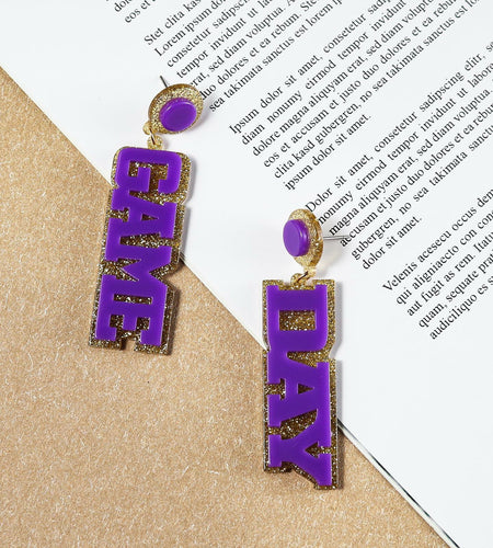 Fuqimanman2020 Acrylic Game Day Sports Letter Dangle Earrings Colorful