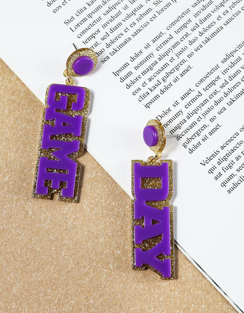 Load image into Gallery viewer, Fuqimanman2020 Acrylic Game Day Sports Letter Dangle Earrings Colorful
