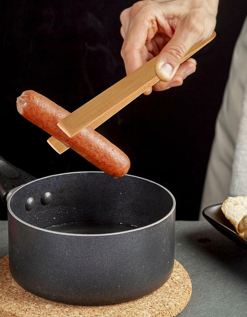 Load image into Gallery viewer, YIVCKOM Bamboo Toaster Tongs 8 Inch Natural Colour Wooden Kitchen Utensil
