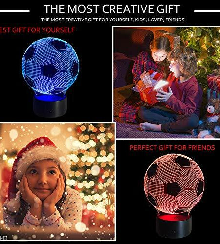 Ticent Soccer 3D Illusion Night Light 7 Color Touch Switch Plastic 5V