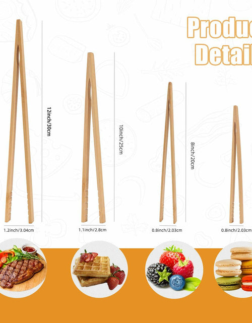 Load image into Gallery viewer, YIVCKOM Bamboo Toaster Tongs 8 Inch Natural Colour Wooden Kitchen Utensil
