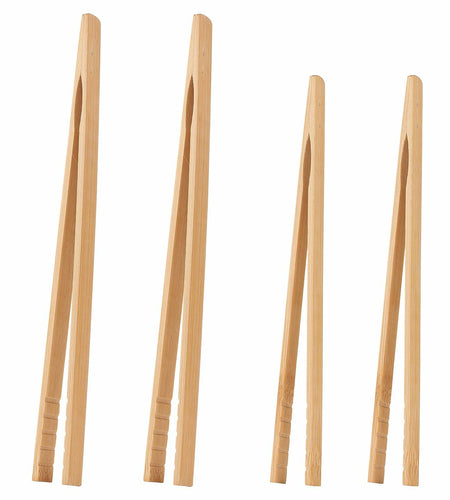 YIVCKOM Bamboo Toaster Tongs 8 Inch Natural Colour Wooden Kitchen Utensil