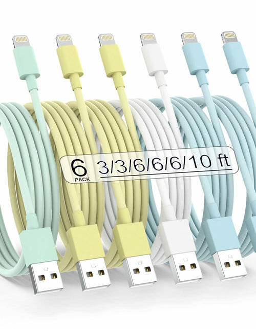 Load image into Gallery viewer, SISXSO 6Pack Apple MFi Lightning Cable Fast Charging Multicolor 3/3/6/6/6/10FT

