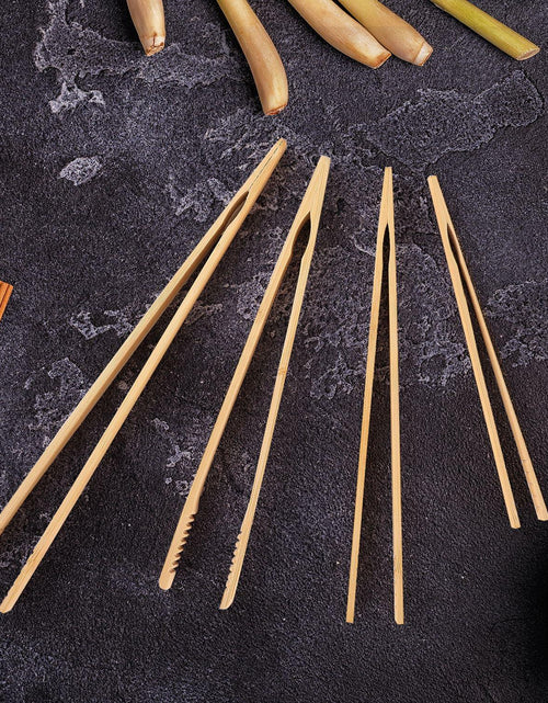 Load image into Gallery viewer, YIVCKOM Bamboo Toaster Tongs 8 Inch Natural Colour Wooden Kitchen Utensil
