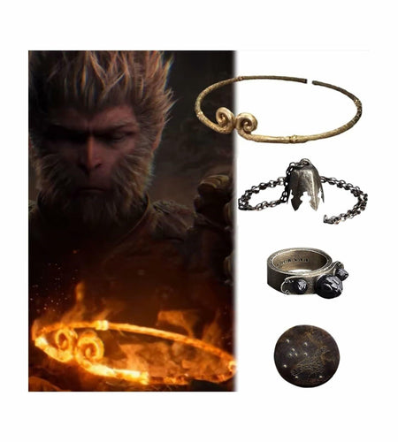 Generic Black Myth Collector's Edition 4pcs Set Headband Necklace Ring Badge