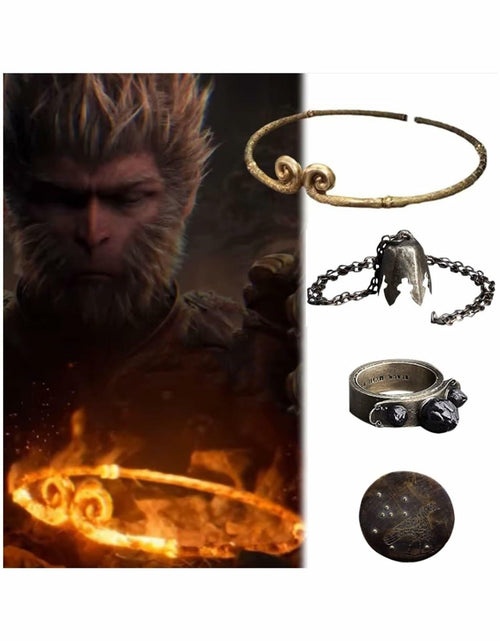 Load image into Gallery viewer, Generic Black Myth Collector's Edition 4pcs Set Headband Necklace Ring Badge
