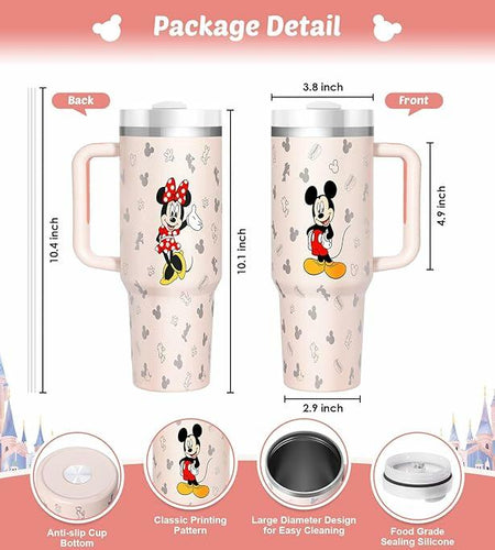 Cozyzoe Insulated Stainless Steel Mouse Tumbler with Straw Lid 40oz White