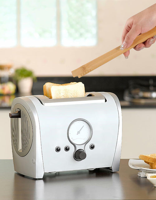 Load image into Gallery viewer, YIVCKOM Bamboo Toaster Tongs 8 Inch Natural Colour Wooden Kitchen Utensil
