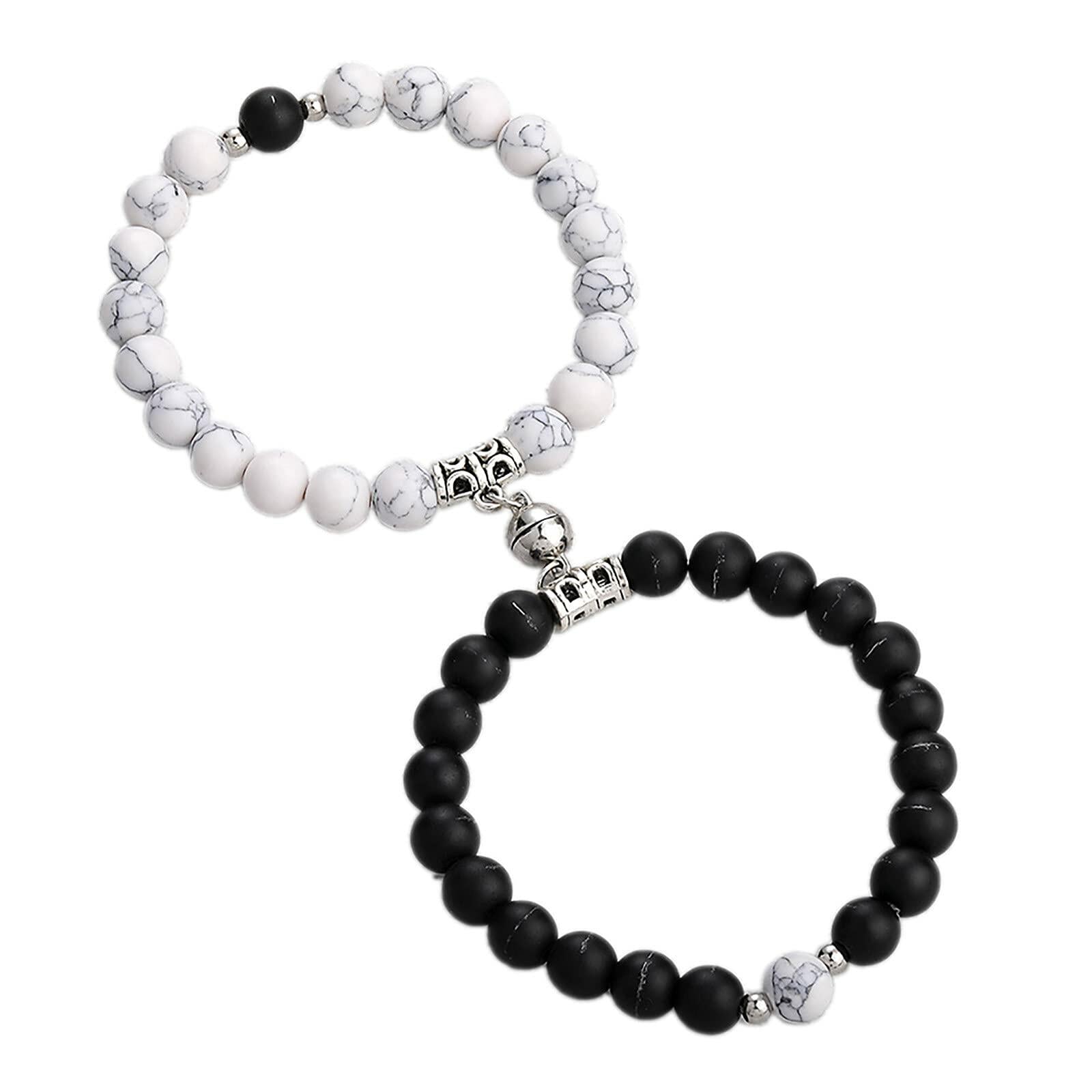 Natural Stone Chakra Tiger Eye Beads Bracelet Set Pink 2Pcs Unisex