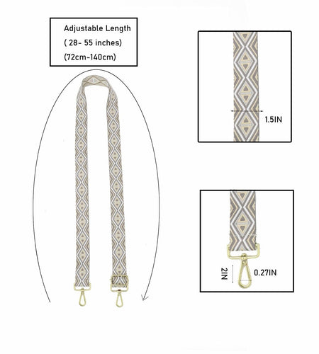 LoZoDo Adjustable Wide Crossbody Purse Strap Gold Hardware 52in Size 52in