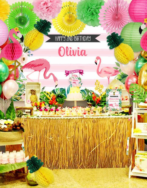 Load image into Gallery viewer, YUNXUAN Flamingo Pineapple Party Decorations Paper Lanterns Fans Pom Poms
