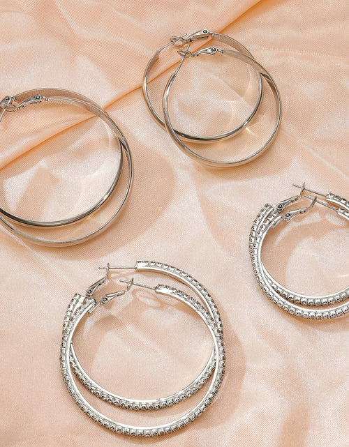 Load image into Gallery viewer, fcaylo 925 Sterling Silver Gold Hoop Earrings Lightweight Hypoallergenic 40mm
