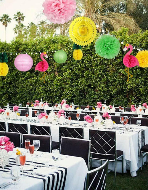 Load image into Gallery viewer, YUNXUAN Flamingo Pineapple Party Decorations Paper Lanterns Fans Pom Poms
