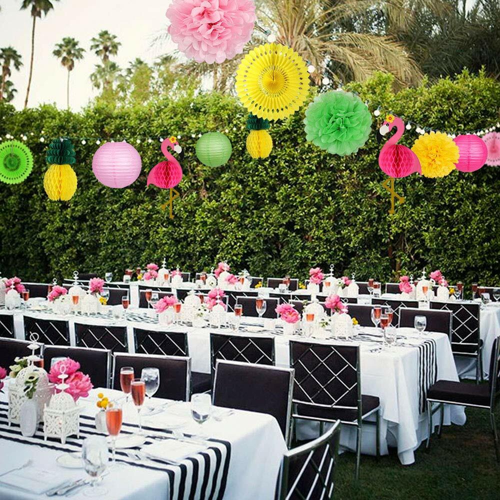 YUNXUAN Flamingo Pineapple Party Decorations Paper Lanterns Fans Pom Poms